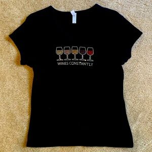 “Wines Constantly” women’s black T-shirt